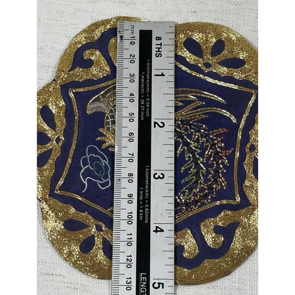 Golden Cloud Hand Embroidered Phoenix Patch Silk Rayon Applique China
